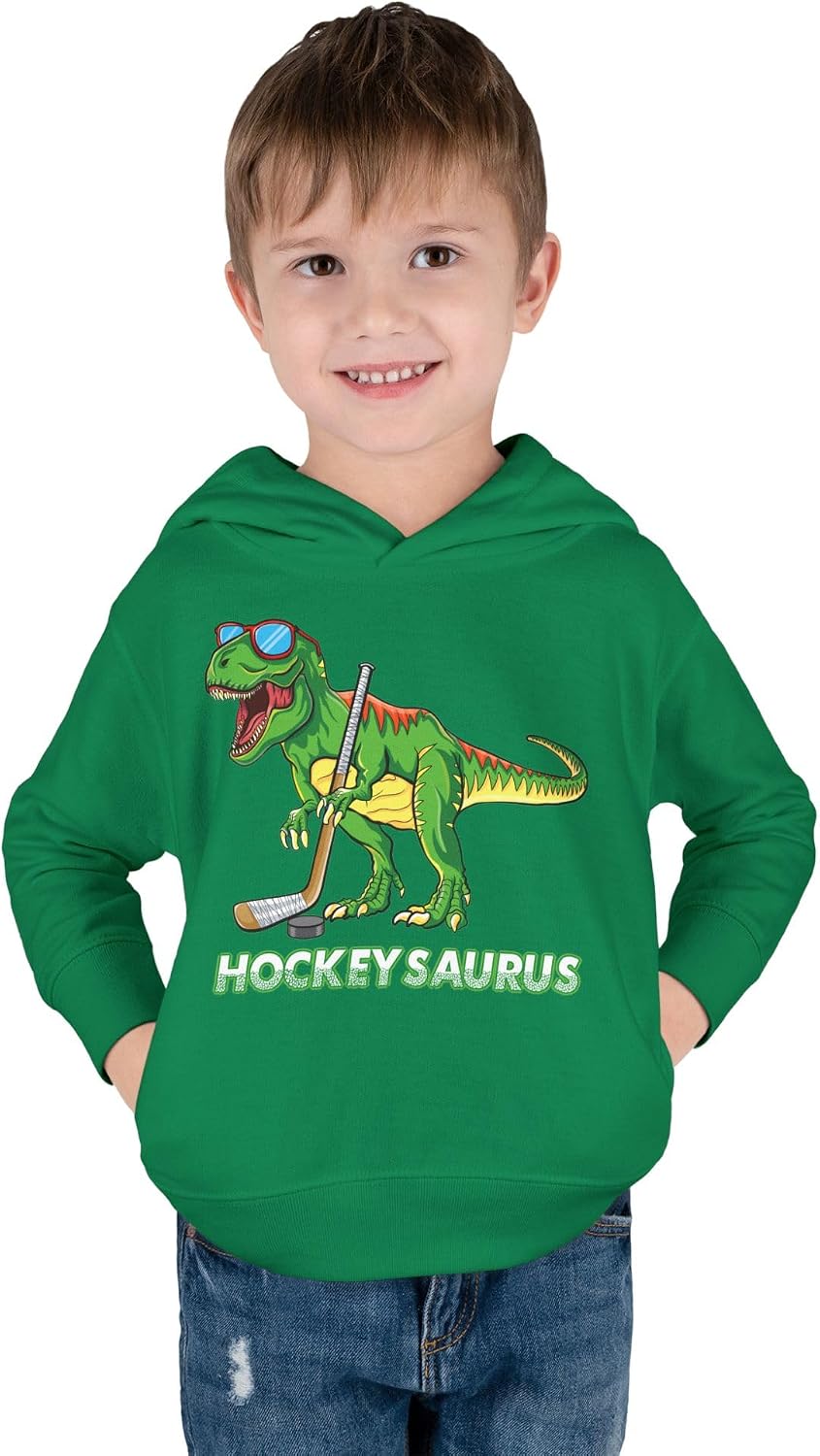 Hockeysaurus T rex Ice Hockey Gifts for Kids Toddler Pullover Hoodie Dinosaur Ice Hockey Players Toddler Fleece Hoodie