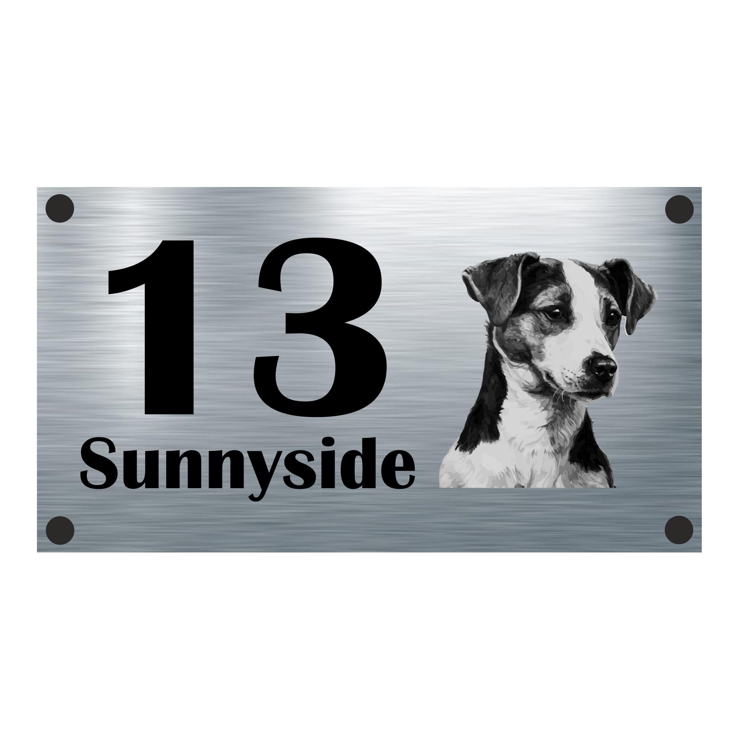 Dog Collection - Jack Russell Aluminium House Sign Personalised With Your House Name/Number & Street Name