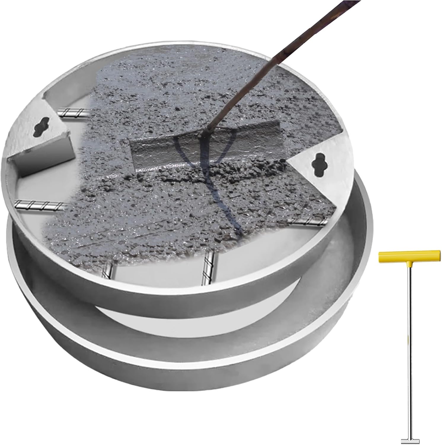 Decorative 24" Round Septic Tank Lid Cover - Concealed Sewage Basin & Manhole Covers for Driveway - Durable Stainless Steel Landscaping Cover (Fits 16-40" Lids)