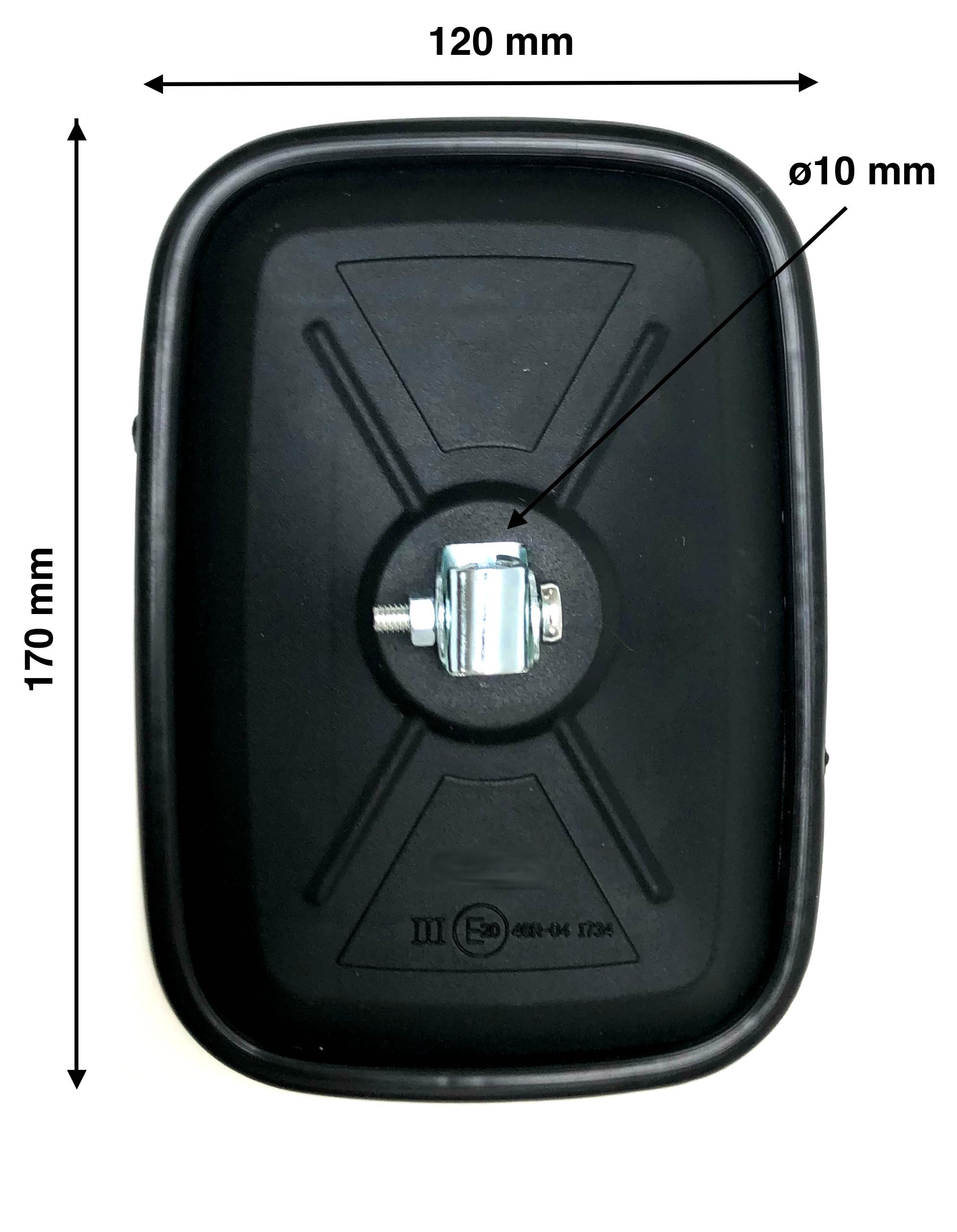 Außenspiegel 170x120mm mit Spiegelhalter für Traktor Fendt Massey Ferguson LKW Bagger Landmaschine Universal 10mm E20 (1. 180×155mm Spiegelhalter, 2 Stück)