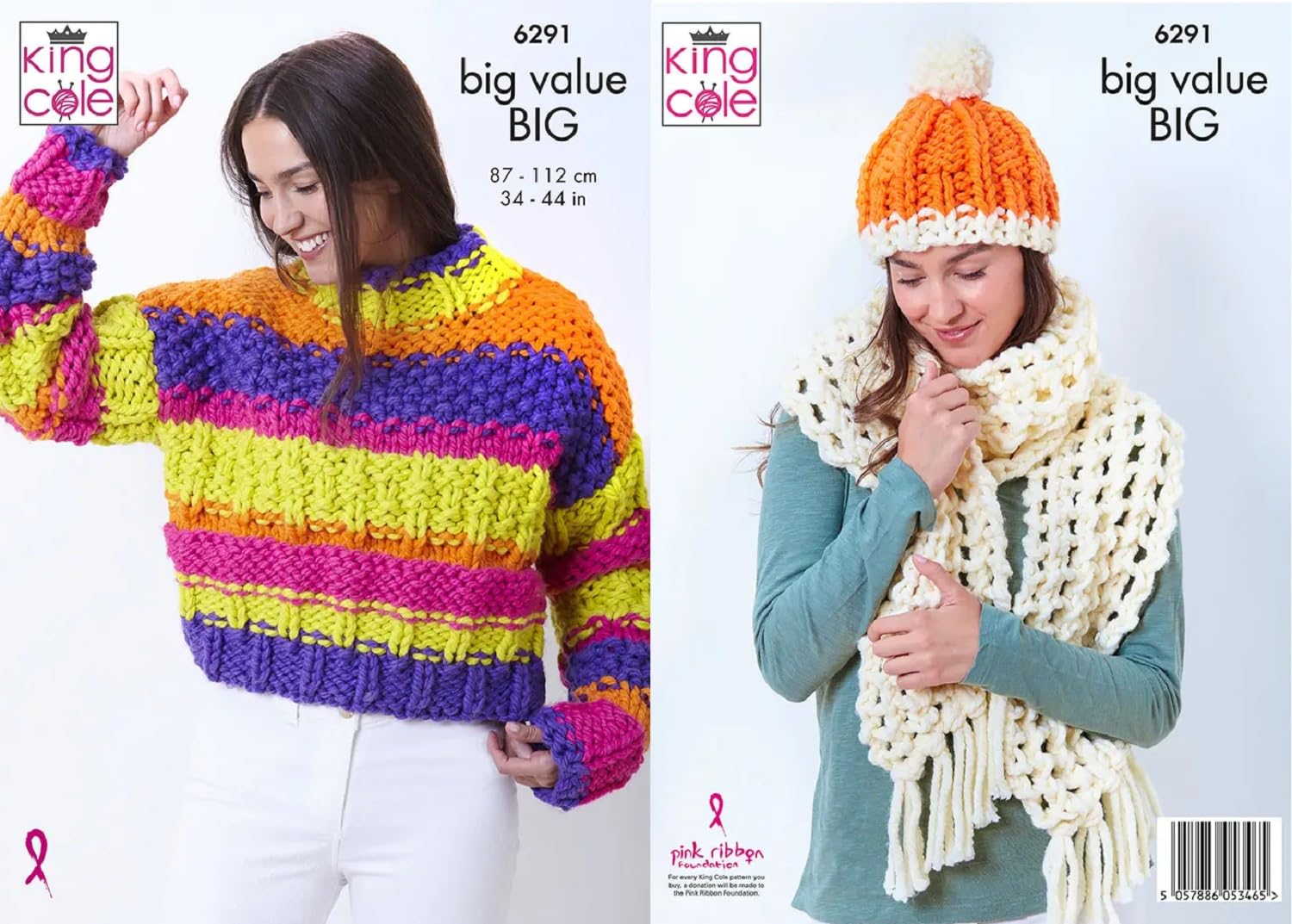 King Cole Womens Knitting Pattern Chunky Ladies Sweater Scarf & Hat (6291)