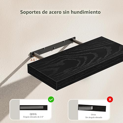 Miniatura 7 de QEEIG Estantes de baño sobre el inodoro, estantes flotantes montados en la pared, almacenamiento de papel higiénico, estante pequeño de decoración