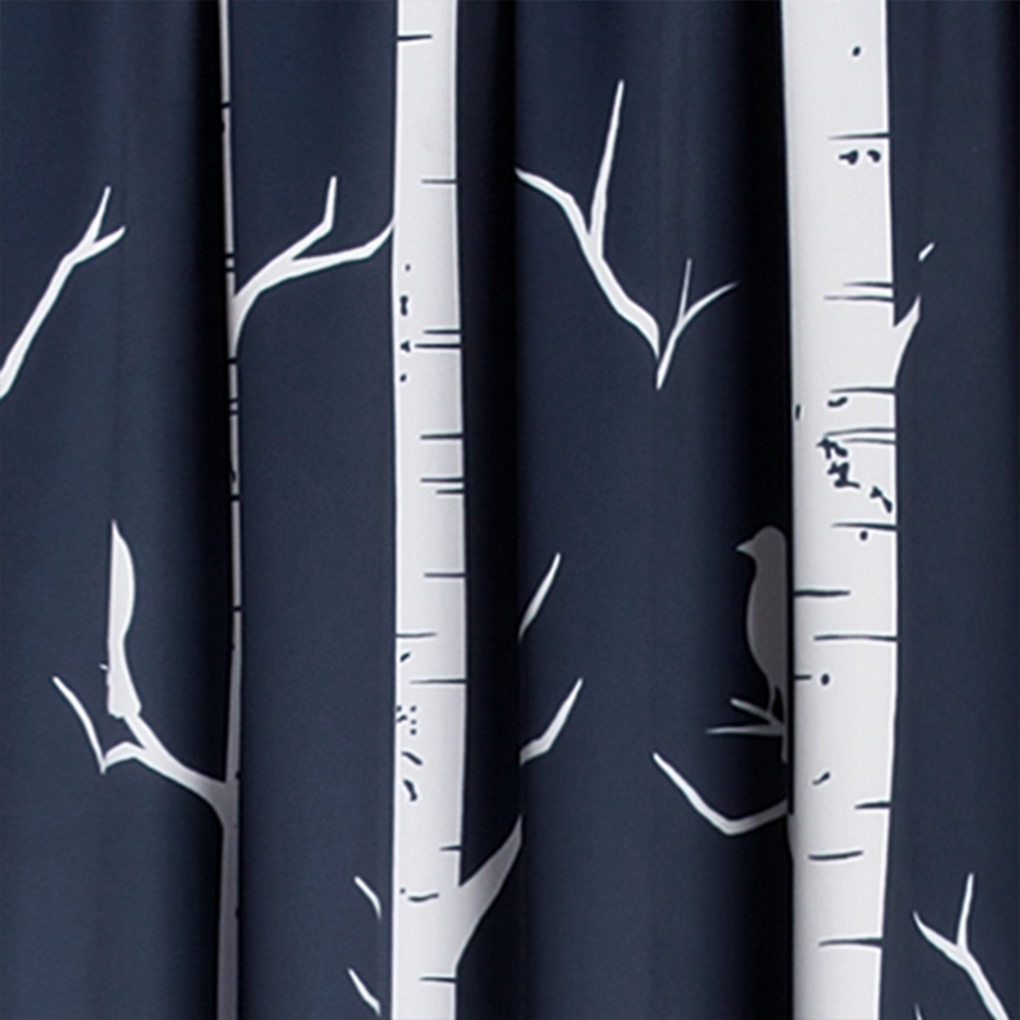 Lush Dcor Bird On The Tree Curtains Light Filtering Window Set for Living, Dining, Bedroom, 84 in L Panel Pair, Navy, 2 Count - Image 3