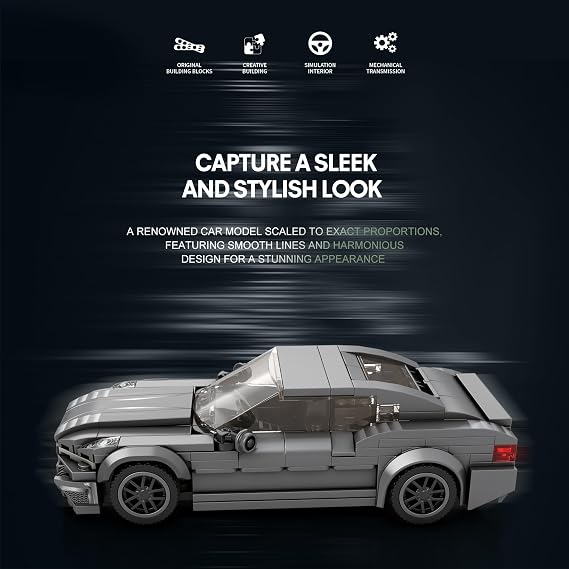Reobrix 815 BMW Yapı Taşları Seti, 1:24 Ölçekli Model Araba Yapı Kiti Ev ve Ofis Dekoru için, Gençler ve Yetişkinler için Spor Araba Yapı Oyuncağı, 369 ADET