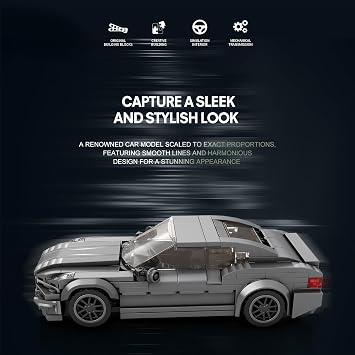 Reobrix 815 BMW Yapı Taşları Seti, 1:24 Ölçekli Model Araba Yapı Kiti Ev ve Ofis Dekoru için, Gençler ve Yetişkinler için Spor Araba Yapı Oyuncağı, 369 ADET