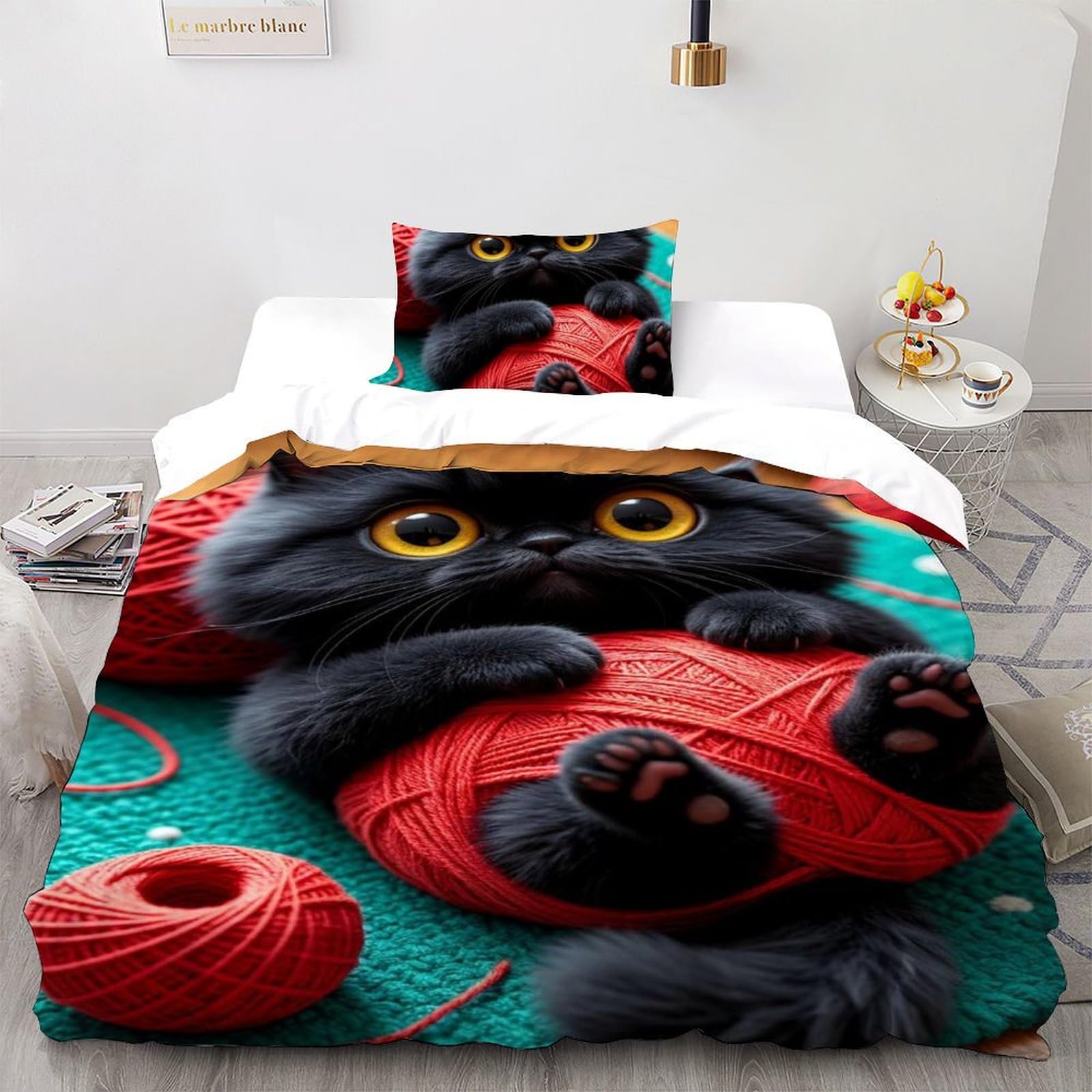 Housse de couette single chaton en peluche microfibre 135x200cm