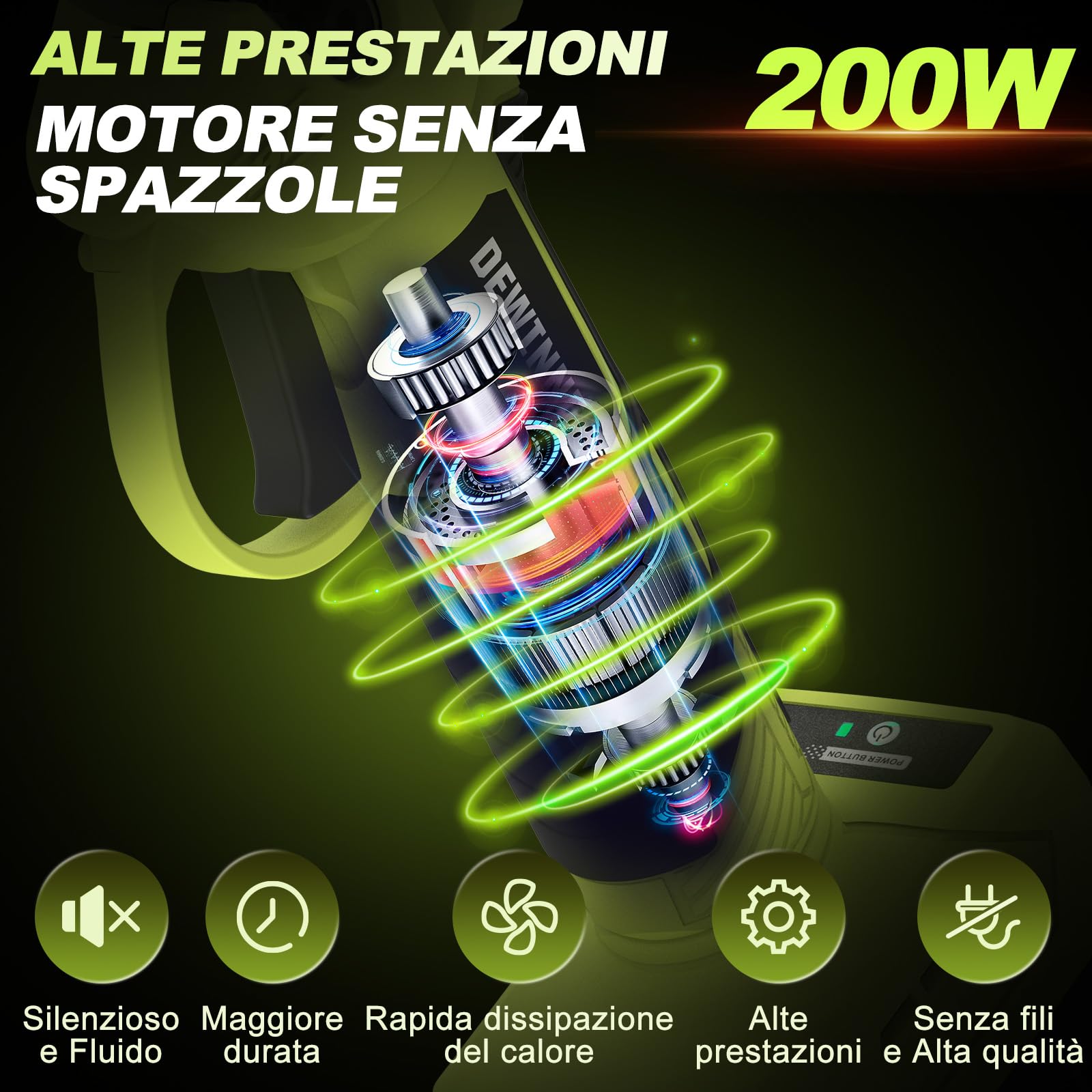 DEWINNER Forbici Potatura a Batteria Brushless 200W, Lama SK5, LCD Display, 2x2000mAh Batterie, 25mm Diametro Regolabile, Cesoie Elettriche Senza Fili per Alberi, Fiori, Frutteti, Giardino