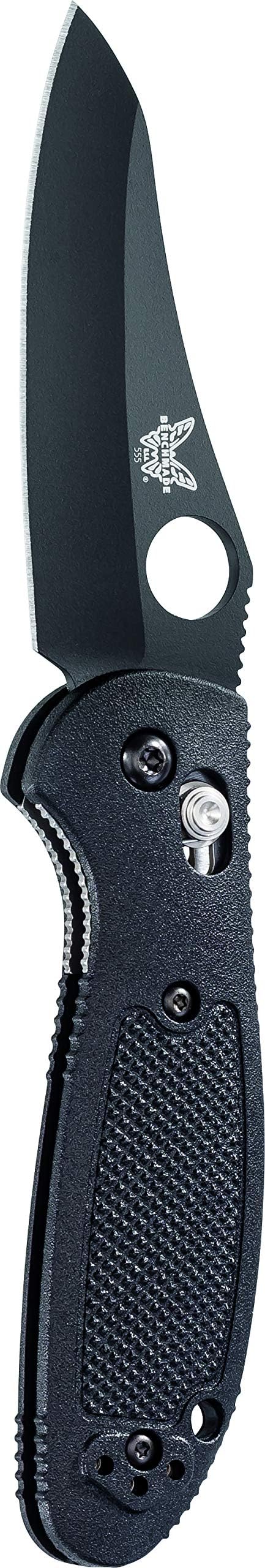 Benchmade Pardue Mini-Griptilian 555 Sheepsfoot Blade Knife, Plain Edge, Coated Finish, Made in USA