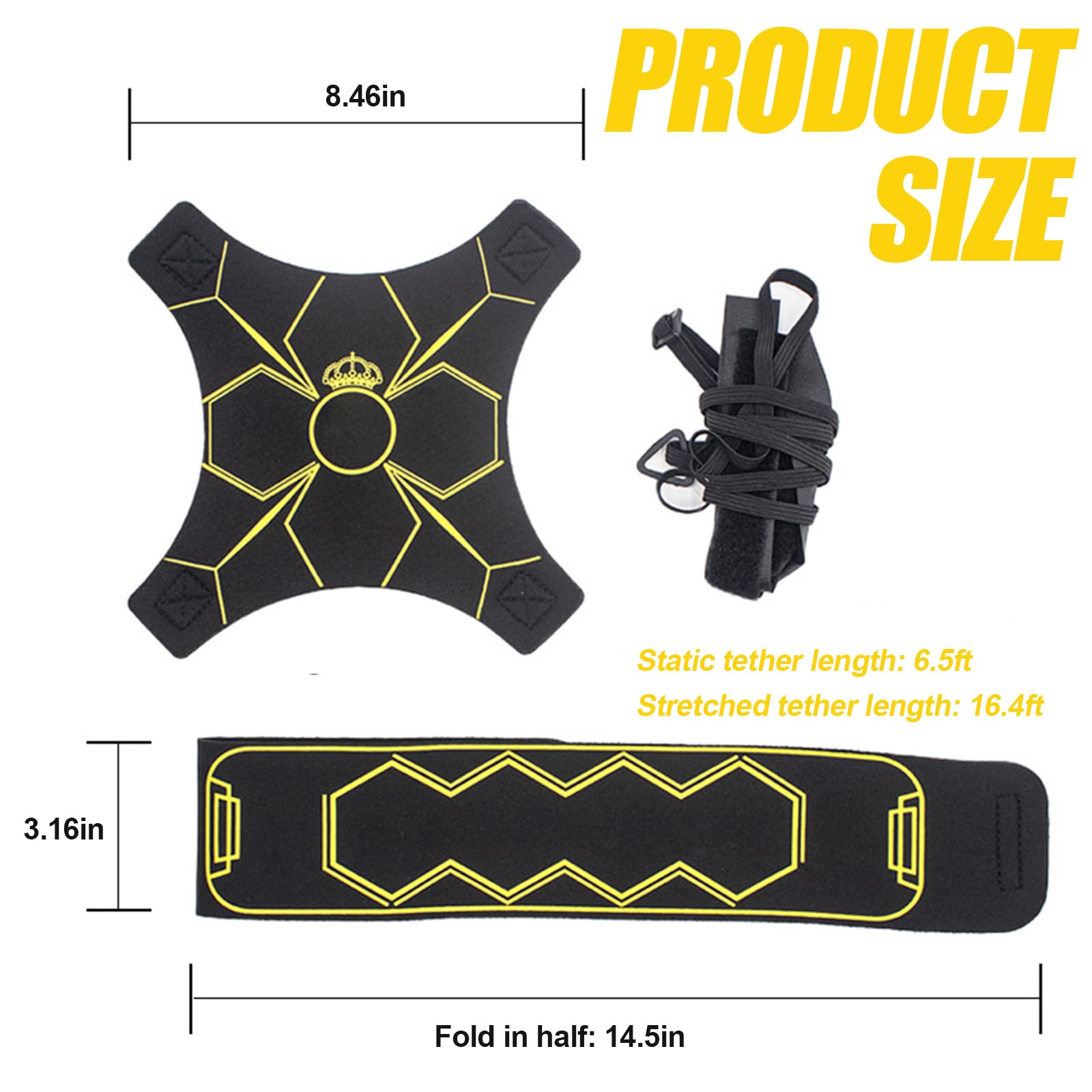 Entrenador de Calcio con Cuerda Elástica, Entrenamiento de Fútbol Kick Trainer, Rebote Automático, Elástico Regulable