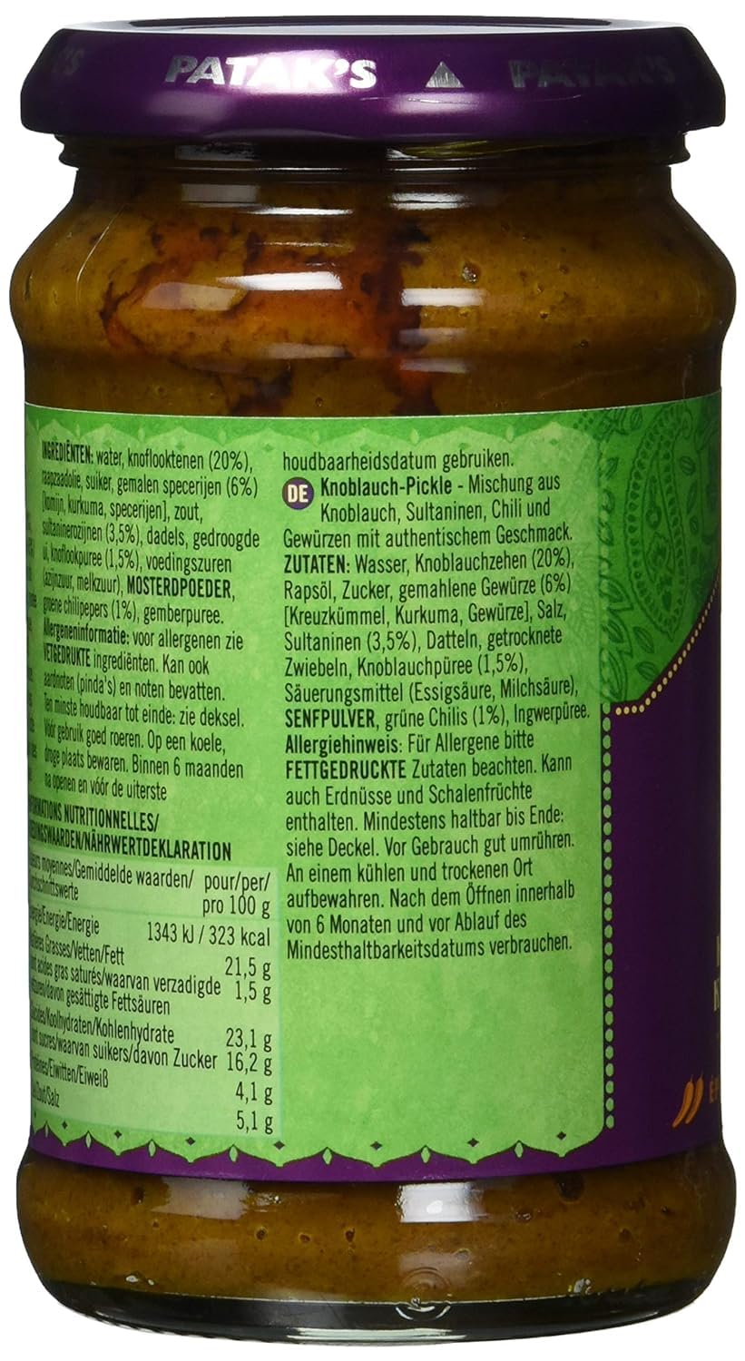 Patak's Garlic Pickle Encurtido de Ajo 283 Gramos