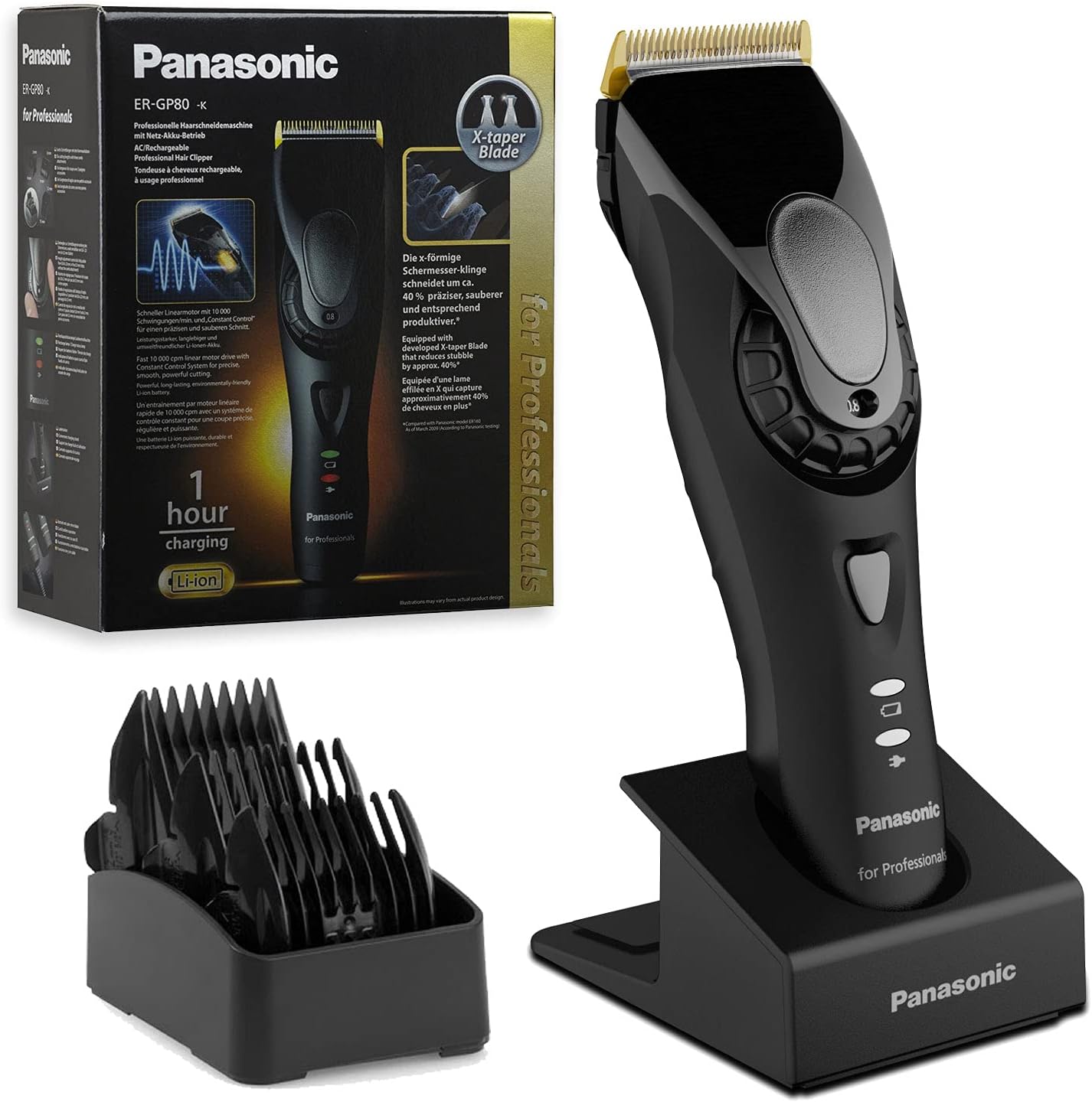 Er Gp80 Professional Hair Clipper 3469 Combs Using Wiredwirelesscordless, Black, Ergp80