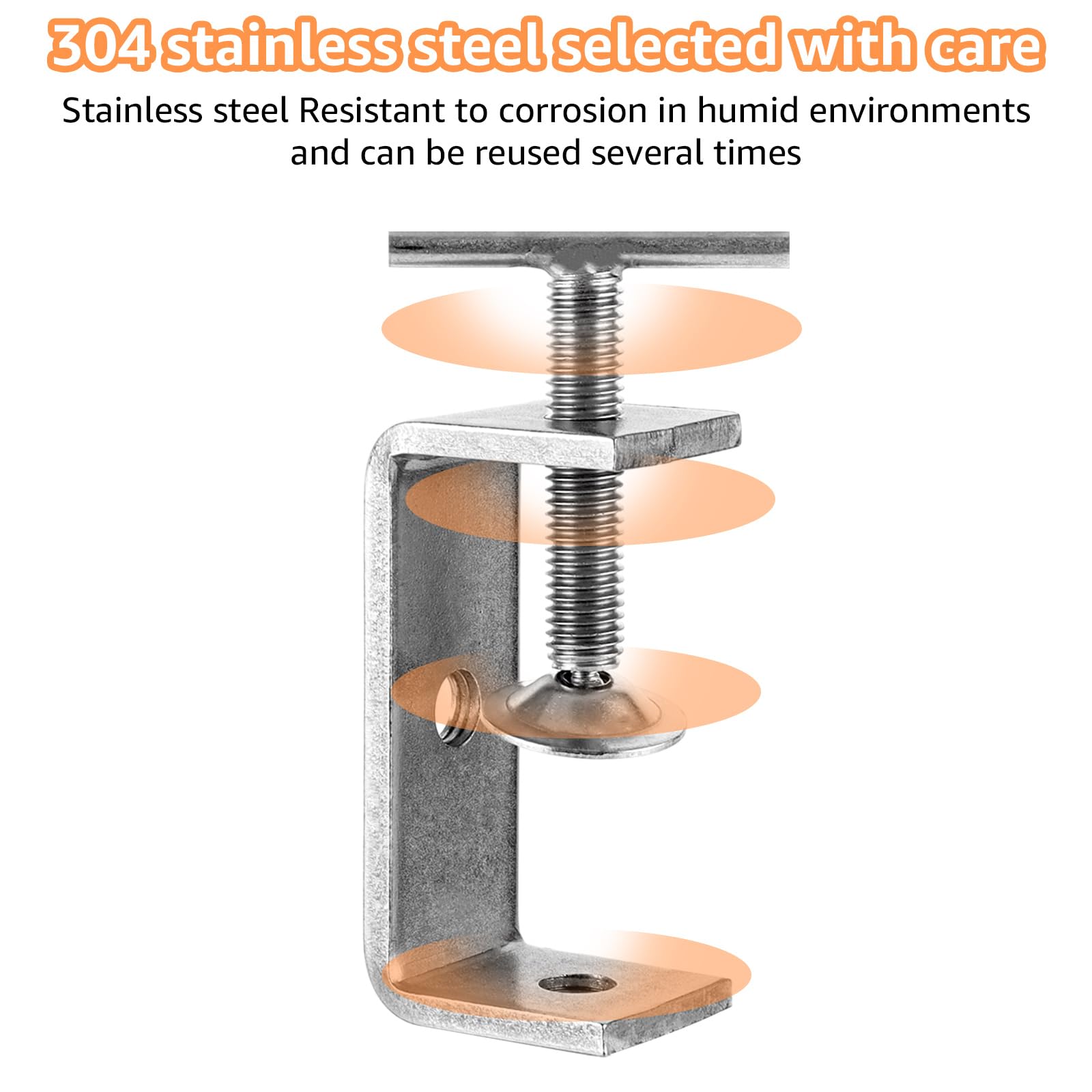 Pince De Fixation Atelier Lot De 4 Pinces En C 65mm - Acier Inox 304 - Pour Soudage, Bois, Bricolage - Serrage M10 Outillage Bois Soudure