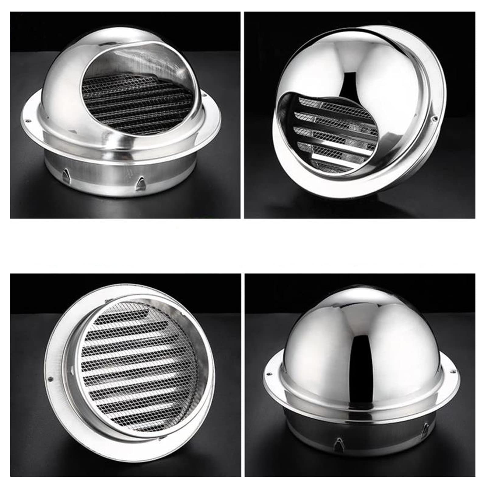 LIGUOYI Rond Grille De Ventilation en Acier Inoxydable 6" 7.5" 9.4" 11.4" Ventilation Hotte Murale Ronde, Ronde Bouches D'aération avec Filet, Prévenir Les Vents Contraires Et La Pluie