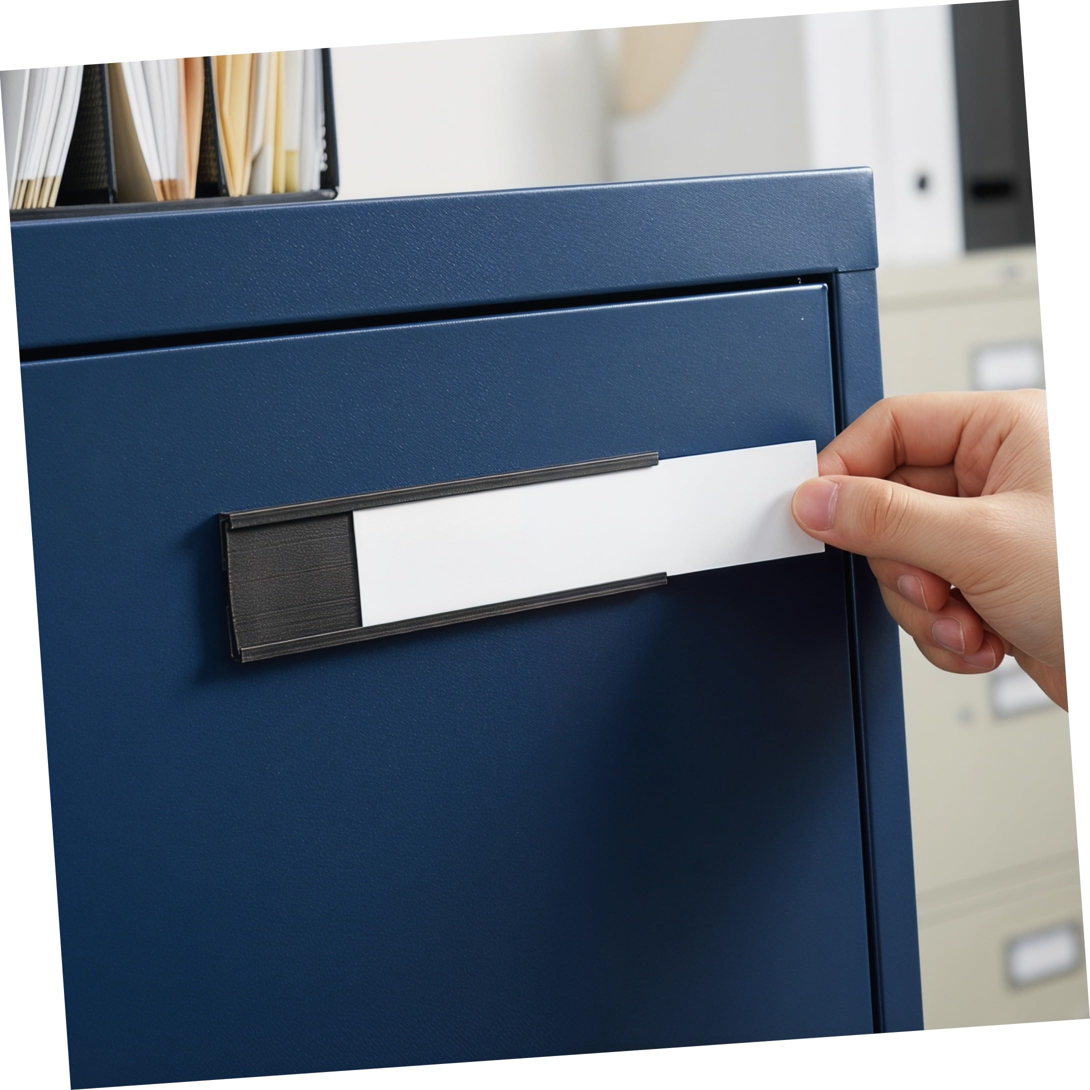 50 Pièces Porte-étiquette Magnétique pour Étagère Aimant en Caoutchouc et Structure Insérable pour Cartes, pour Gestion D'entrepôt et Signalisation Claire