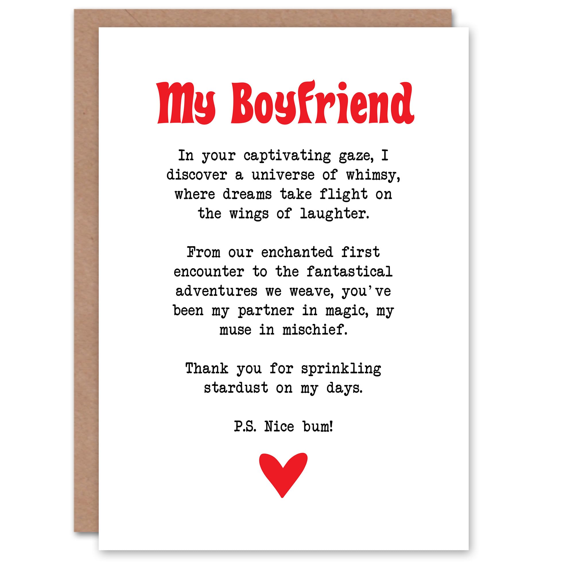 Artery8 Greeting Card Love Poem Whimsy Magic Boyfriend Romantic Poetry For Him Man Valentine's Day Card