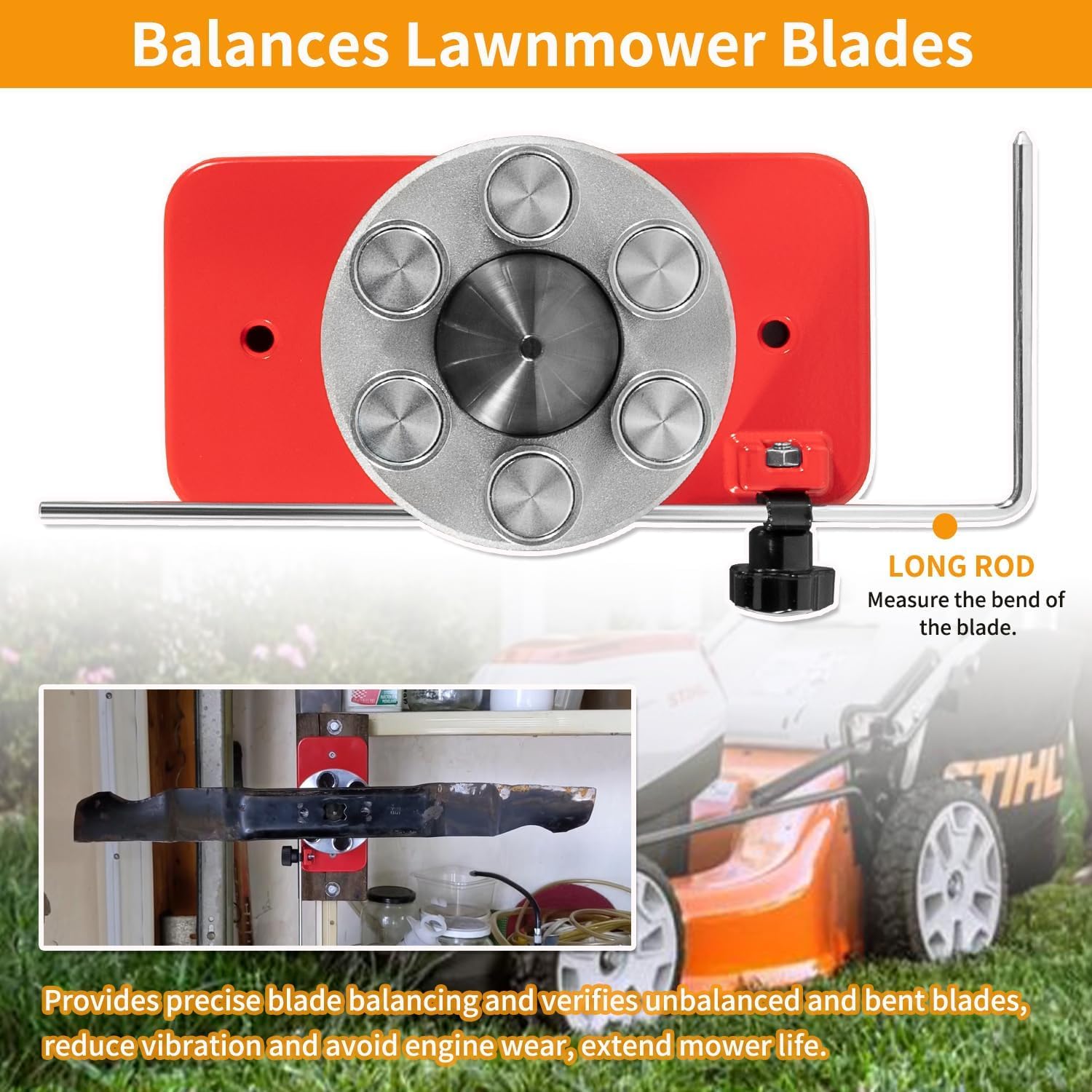 339075B Precision Knife Balancer, bilancia i coltelli dopo l'affilatura. compatibile con Stihl, Troy, Husqvarna ecc. (42-047) Lama per tosaerba di precisione
