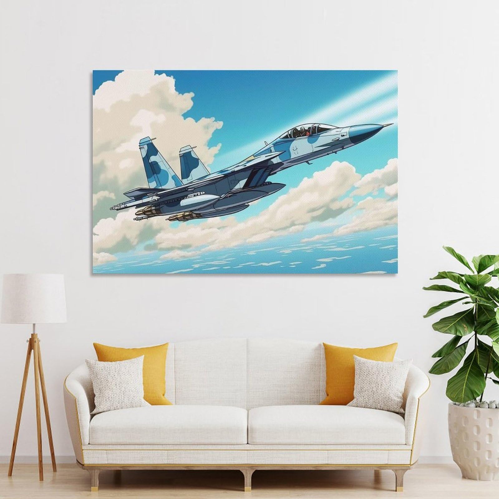 Junmoney Wall Picture Print Jet Fighter, 24x36inch(60x90cm), for Entryway, Lounge Links Or Small Walls, Home Artwork for First Impressions