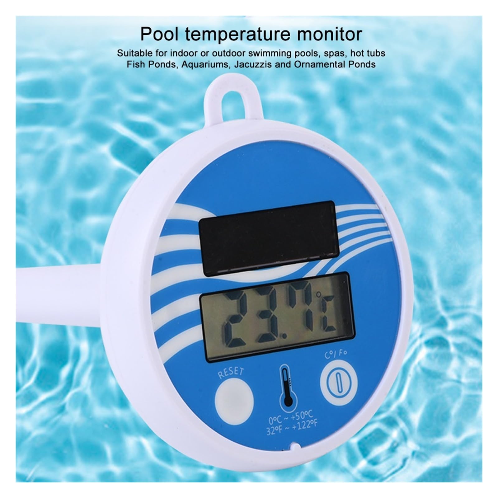 Thermomètre Flottant sans Fil for Piscine, Alimenté par L'énergie Solaire, Multifonction, for Spa, Étang, Mesure De La Température Facile à Utiliser