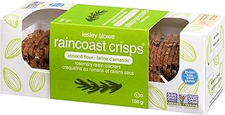 Lesley Stowe Raincoast Crisps Almond Flour Rosemary Raisin Gluten-Free Crackers - Baked in Small Batches, Non-GMO, Kosher Certified Premium Entertaining Crackers 150g