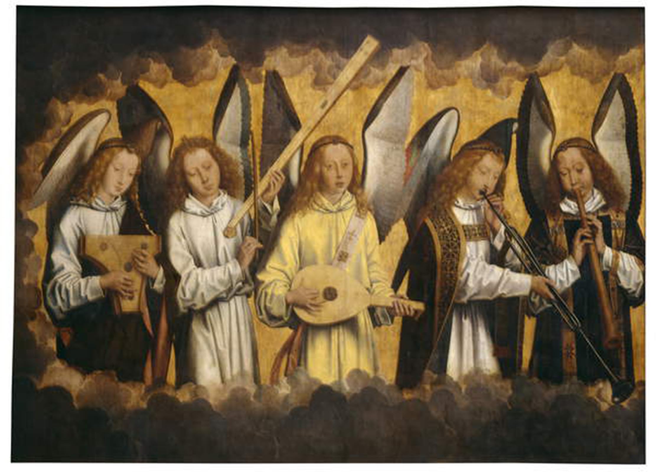 SERENDIPITP Abstract Painting Mural Print Picture Wall Decor Painting Christ with Singing and Music Making Angels by Hans Memling Vintage Wall Artwork for Home Decor 60x90cm