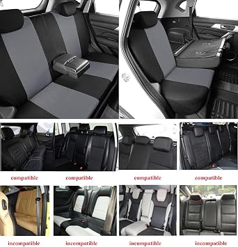 Universal Car Seat Covers Full Set For Ford Edge Fiesta Focus Ka+ plus Kuga Mondeo Puma,Durable Cloth Seat Protectors with Split Bench Back Seat Covers (Gray)