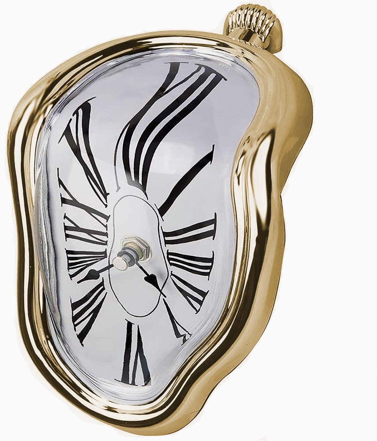 - Melting Clock Dali Melted Clock Gift Decor Art Inspired Wall Clock Twisted Shelf Hanging Surrealist for Decorative Shop Office Home Desk Roman Gold…