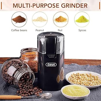 Coffee Grinder Electric, Gevi 150W Spice Grinder with Stainless Steel Blade & Bowl, One-Touch Control Coffee Bean Gri...