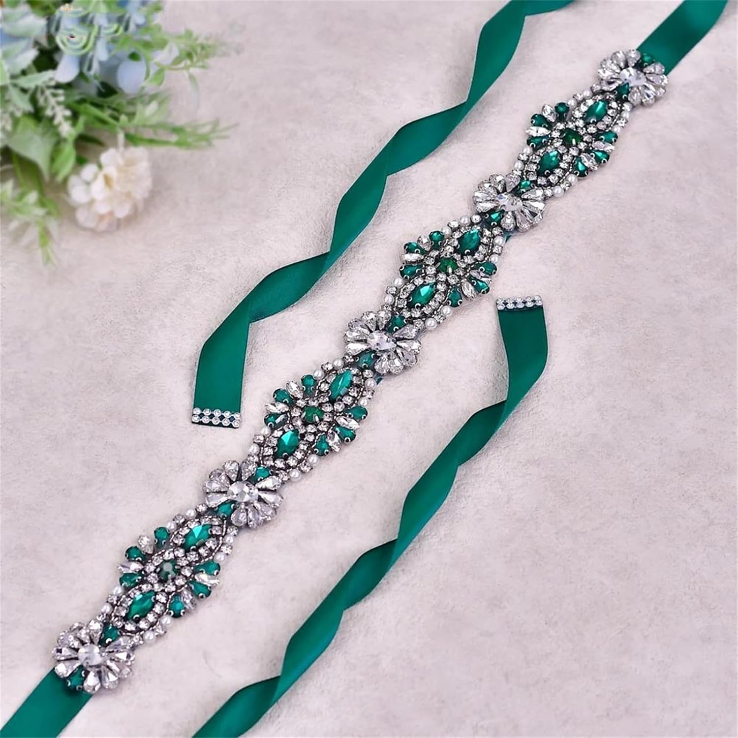 Women’S Rhinestone Wedding Sash Belt With EN8 Gemstone Accents For Formal Garments And Parties