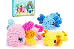 Crochet Kit for Beginners: 3PCS Axolotl Crochet Kits for Adults & Kids
