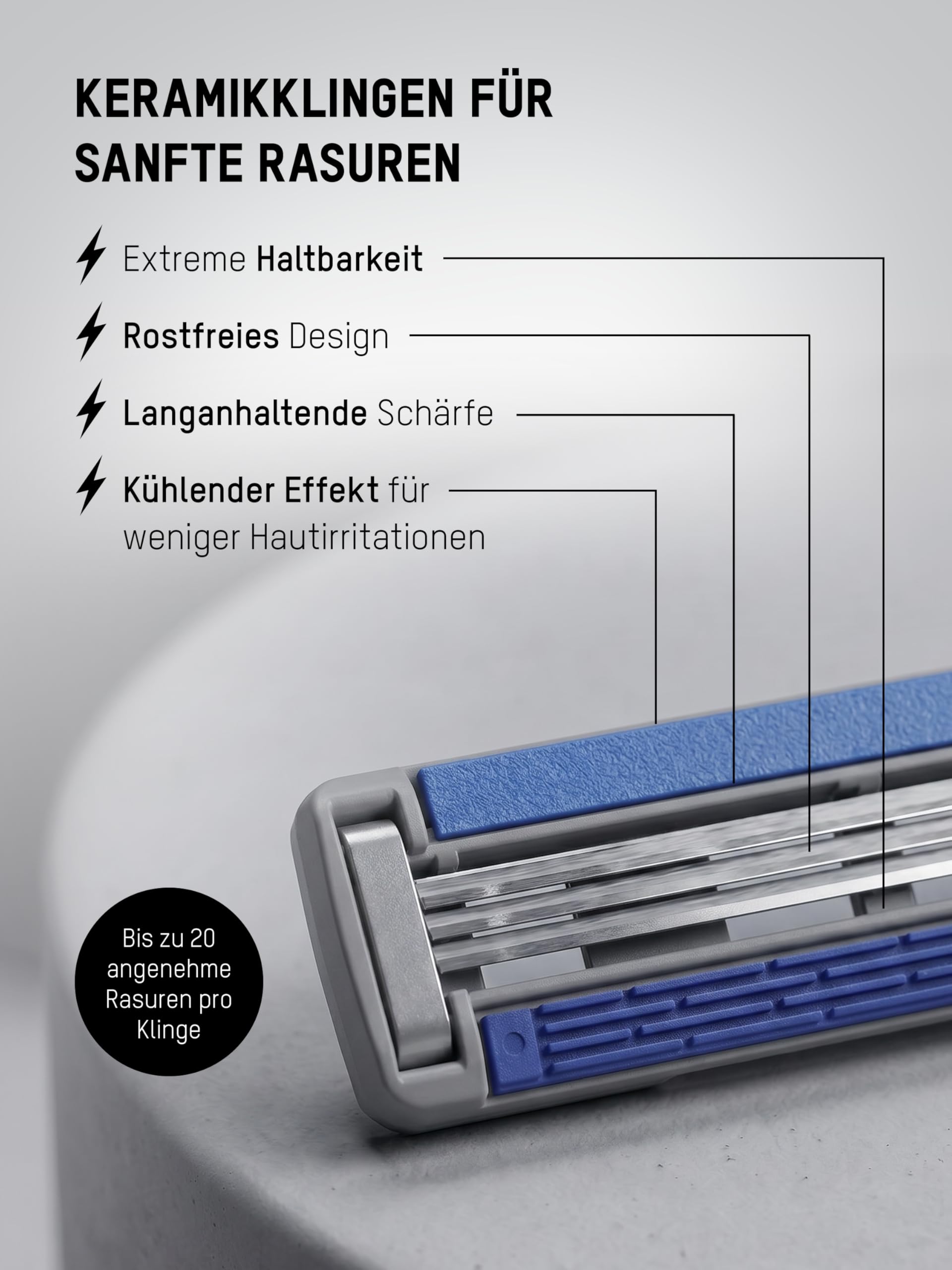 Mornin' Glory Freshman Rasierer Ersatzklingen 16 Stück - Rasierklingen für Nassrasierer - 3 Klingen System - Keramikklingen - rostfreies Design - Ideal für eine gründliche und sanfte Rasur