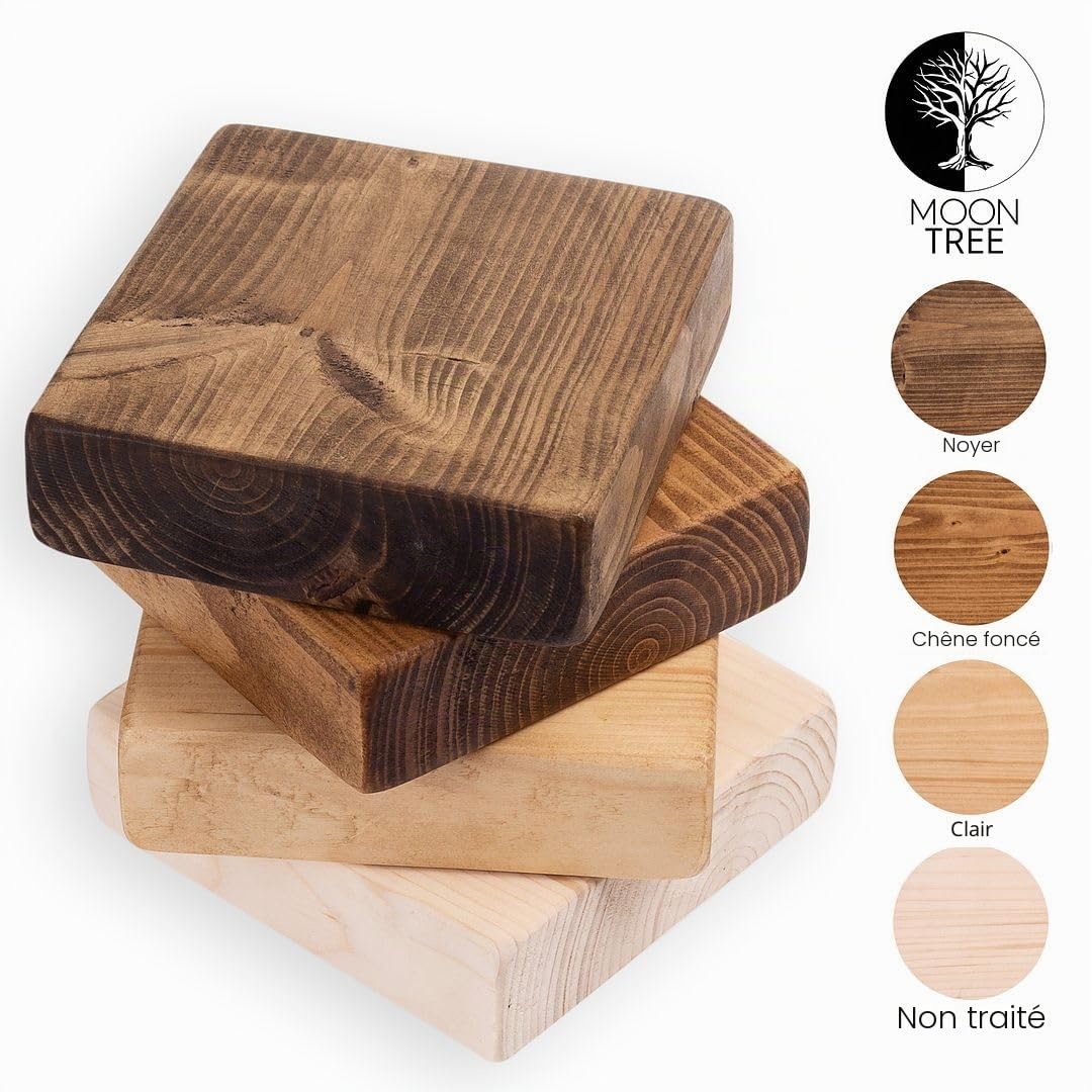 MoonTree Étagère murale rustique, bord vif, 70 x 30 x 4,4 cm, aspect chêne foncé
