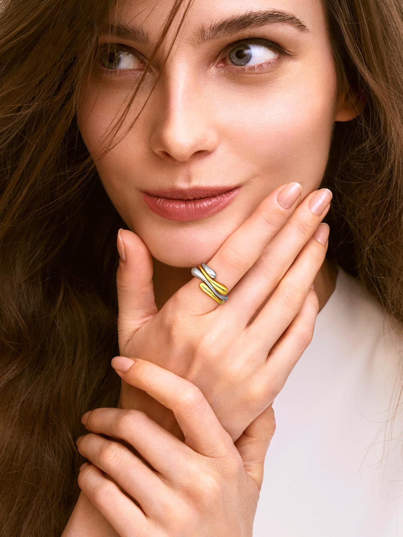 Bestyle Ring Sterling Silber 925 Damen: Verstellbare Ringe Frauen mit Geburtsstein Zirkonia Edelsteinen - Offen Damenring Verlobungsring Promise Ringe Anti Stress Ring für Damen Schmuck