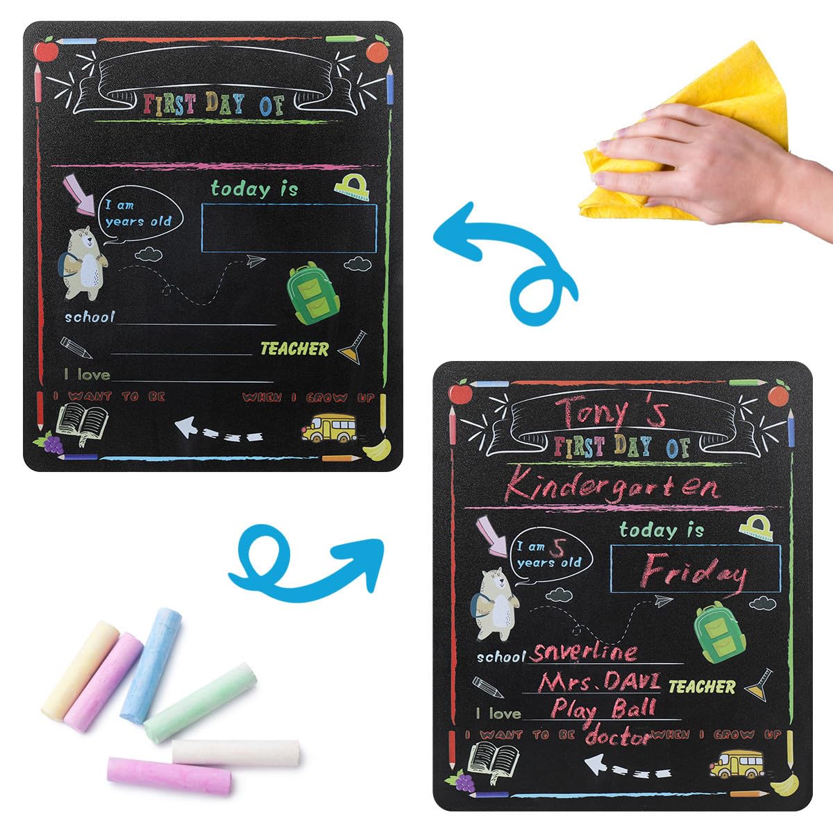 Lavagna Segnaletica Scolastica 2 Pezzi in Mdf, per Foto DIY
