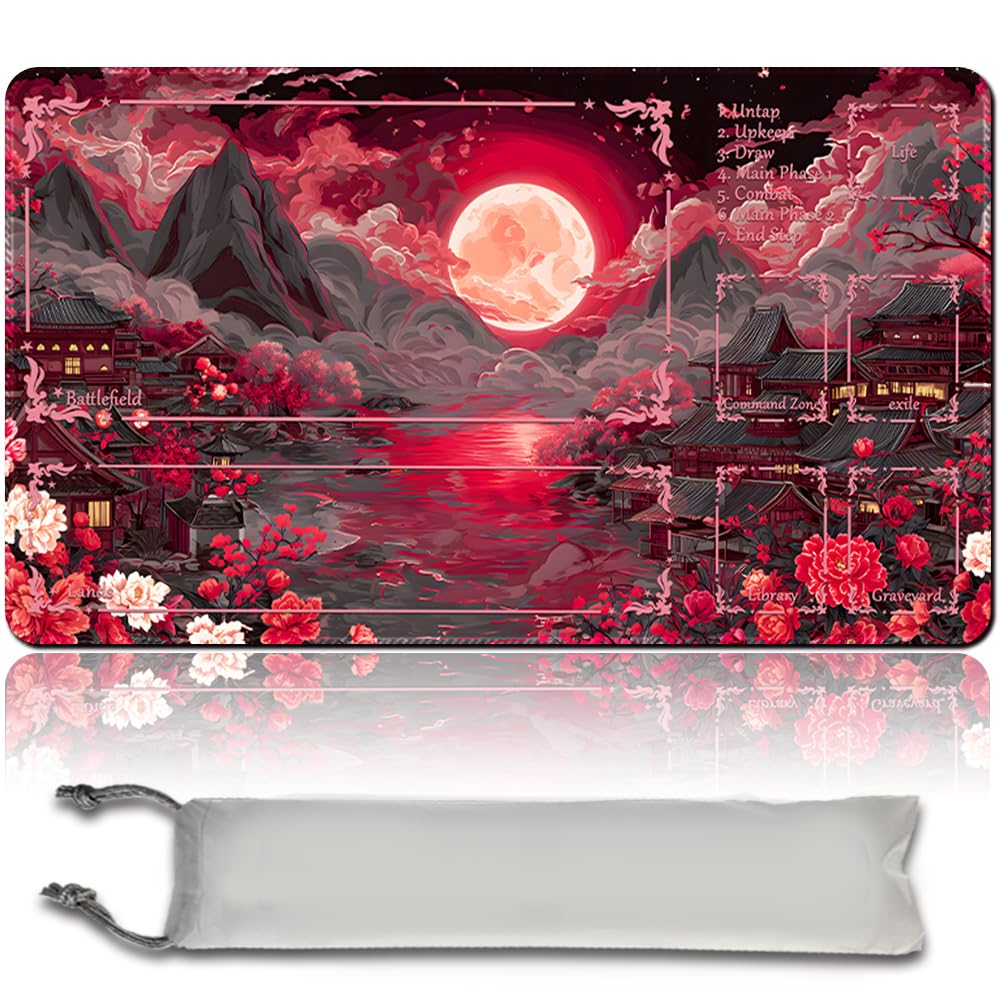MTG Premium XXL Gaming Mat (60 x 35 cm) - High-Resolution Fantasy Design - Non-Slip Rubber Mat for TCG/CCG/MTG (with Zone, mtg50-3)