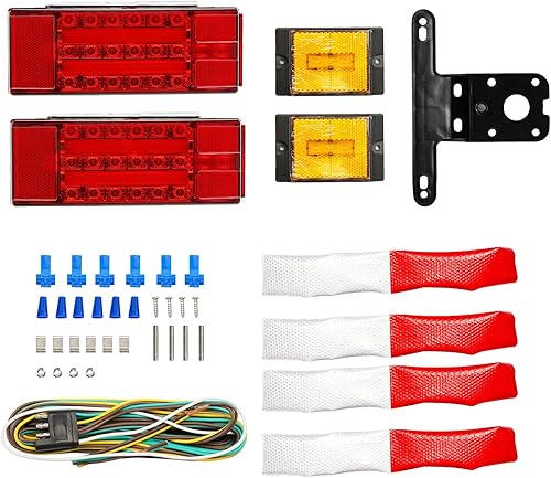 Miniatura 15 de KAX 19 luces LED traseras de remolque, luces laterales de color rojo y blanco, ámbar, lámpara de señal de giro integrada para ATV, camión, RV, 2