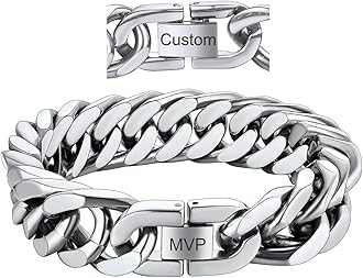 ChainsHouse Stainless Steel Cuban Link Bracelet, 8mm/12mm/17mm Width, 7.5"/8.3"/9", 18K Gold Plated Chain Wrist Bracelets for Men Women, Send Gift Box