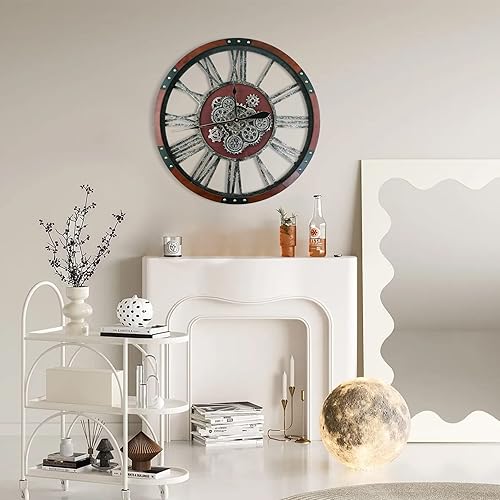 Miniatura 6 de Reloj de pared con engranaje móvil de 36 pulgadas, relojes de pared de gran tamaño, reloj de decoración de sala de estar, marco de madera maciza,