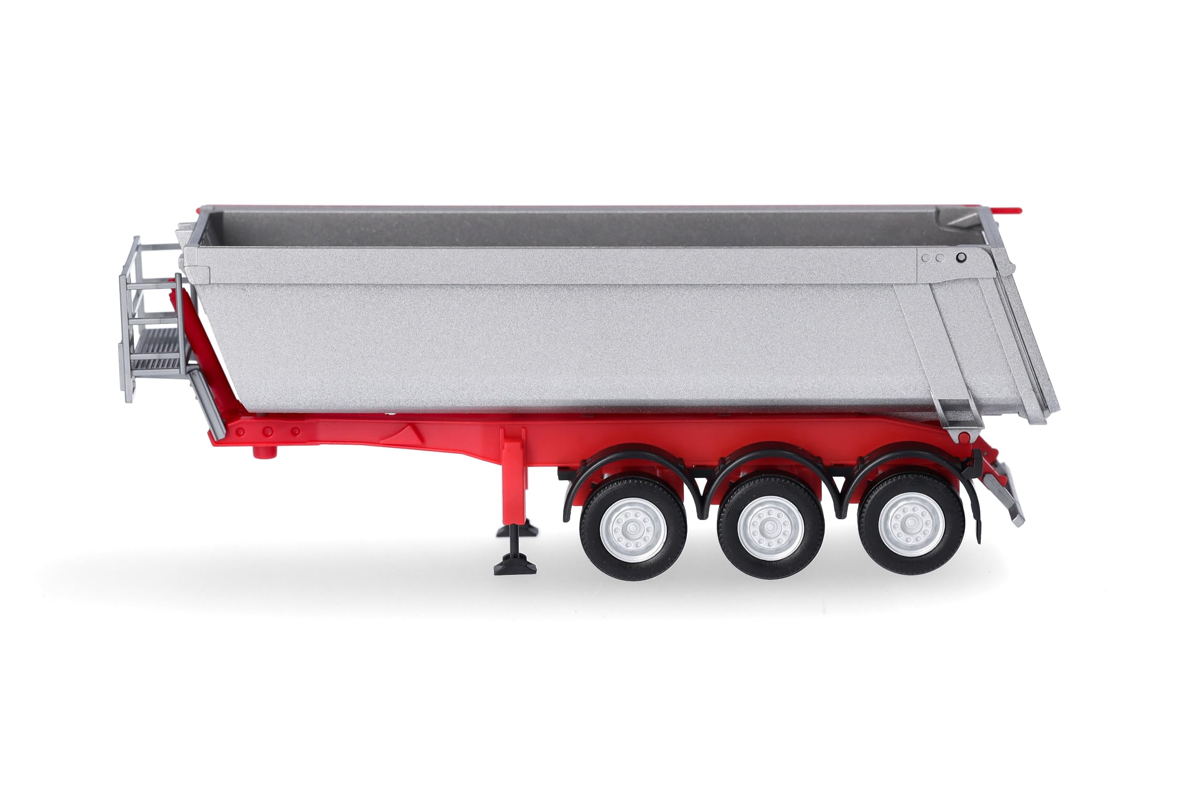 Herpa LKW Modell Schmitz Cargobull Kippsattelauflieger mit Stahlmulde, silbermetallic, Miniatur im Maßstab 1:87, Sammlerstück, Made in Germany, Kunststoff