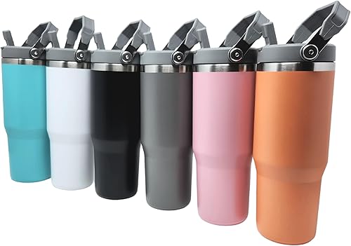 Miniatura 8 de FTB Creative Vaso aislado de acero inoxidable de doble pared, 30 onzas, vaso a prueba de fugas (negro)