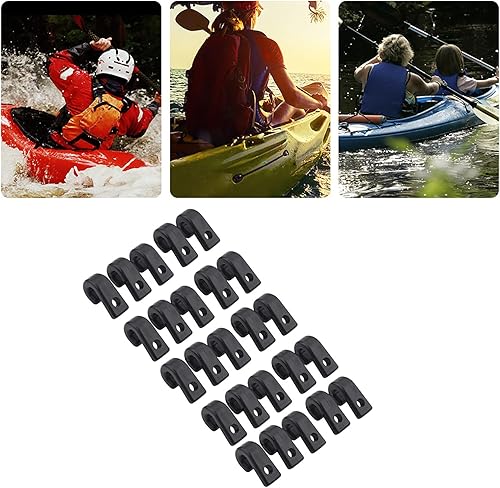 Miniatura 8 de Ganchos en J para kayak, 25 piezas de accesorios de kayak, ganchos elásticos para kayak, ganchos elásticos de nailon para reparación de canoas,