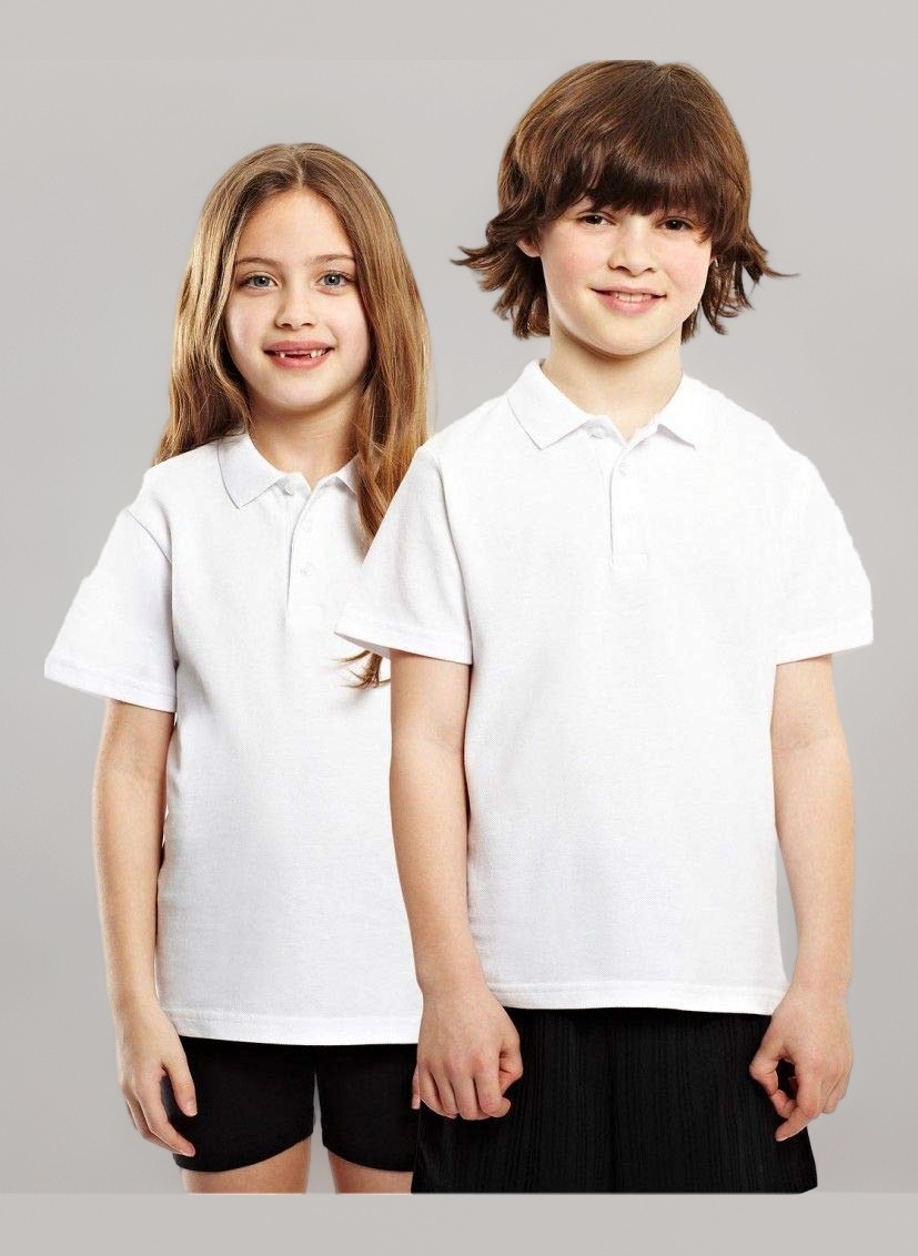 Age 3-16 White 100% Cotton School Plain Polo Shirt Short Sleeve Childrens Boys Girls P.E.