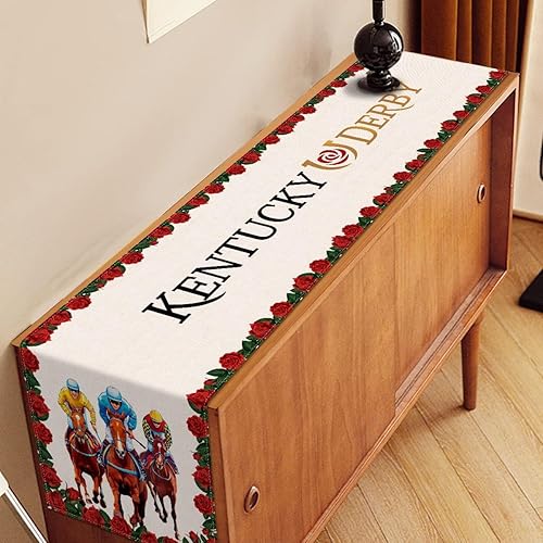 Miniatura 8 de Nepnuser Kentucky Derby Camino de mesa para carreras de caballos de las rosas, decoración de fiesta, decoración del hogar, cocina, comedor (13 x 72