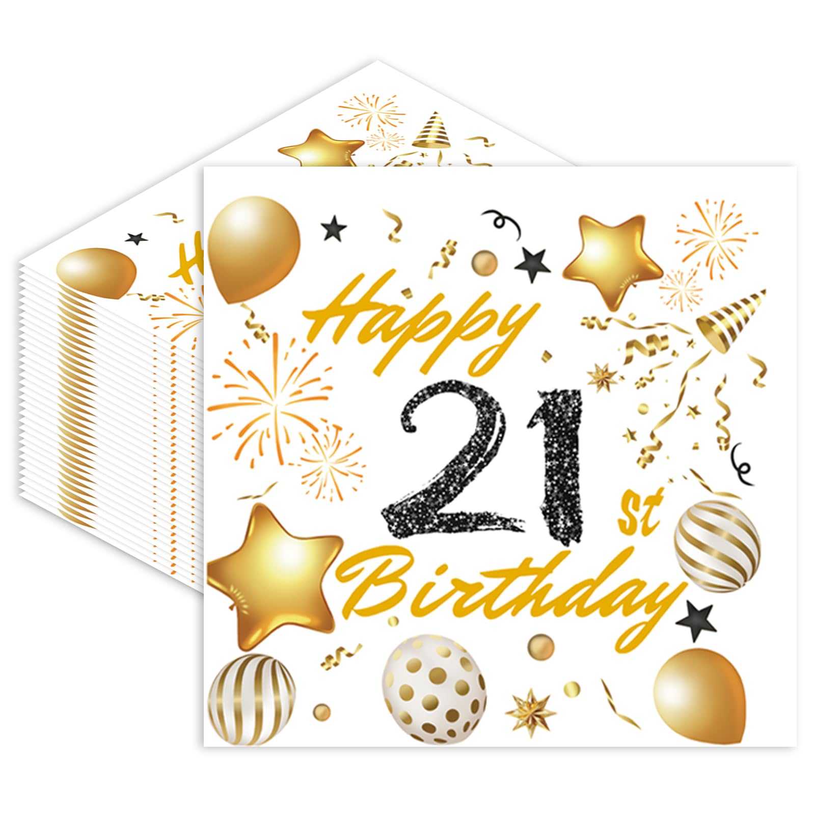 21st Birthday Paper Napkins Disposable 40pcs Party Paper Serviettes Happy Birthday Tableware Decoration for Her,Him,Women,Men — image 1