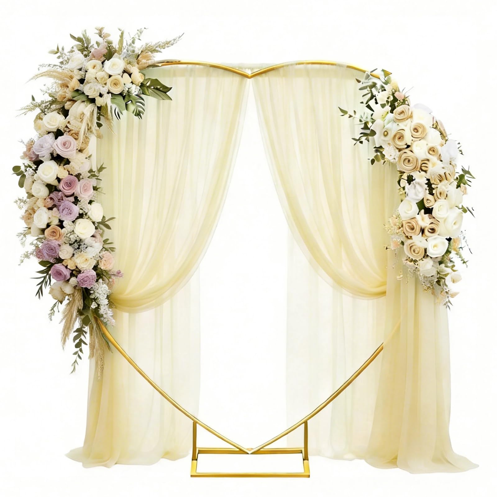 2M Herz Hochzeitsbogen, Metall-Ballonbogen, Loving Heart Balloon Arch Metall Arch Stand, Hochzeit Blumen Herzförmiges Kreis Rahmen Hoop Ständer Ballonbogen Set für Partys, Hochzeiten, Geburtstage