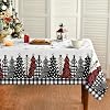Horaldaily Christmas Tablecloth 60×84 Inch Rectangular, Christmas Trees Buffalo Plaid Black Washable Table Cover for Party Picnic Dinner Decor