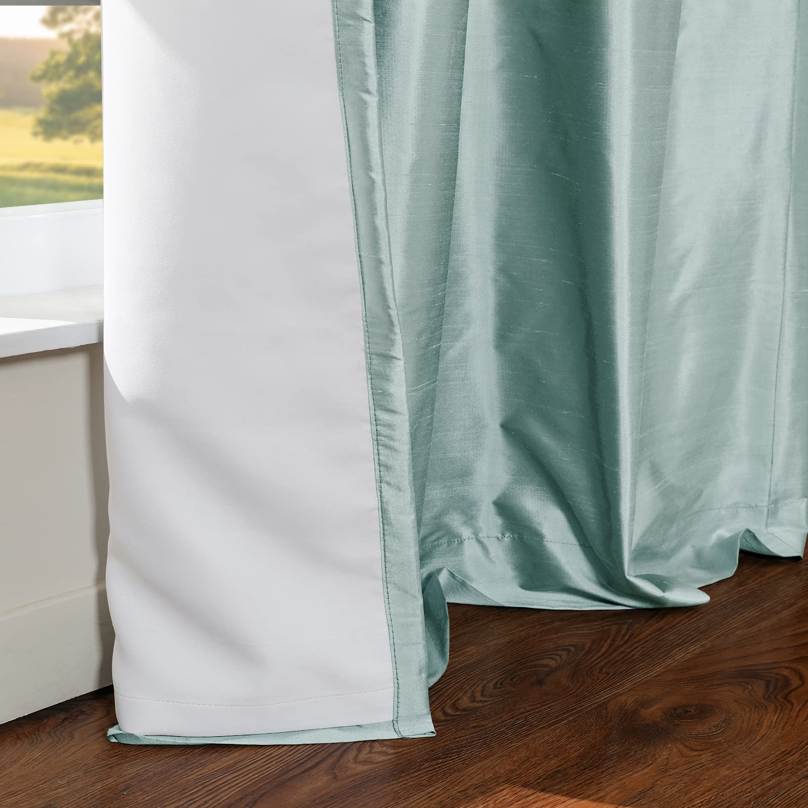 Amazon.com: TWOPAGES Aqua Dupioni Silk Curtain Pinch Pleated Drape
