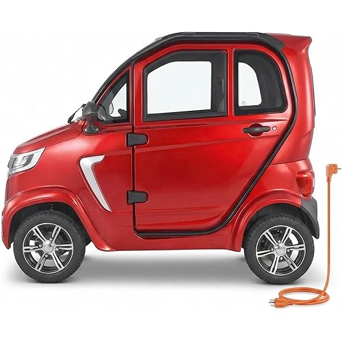 4-Wheel Enclosed Mobility Scooter for Seniors Adults, 660lbs Capacity, 3-Seater 2000W Electric Recreational Mobility Scooter 45 Miles Long Range, Remote Unlock, All-Terrain for Touring Shopping