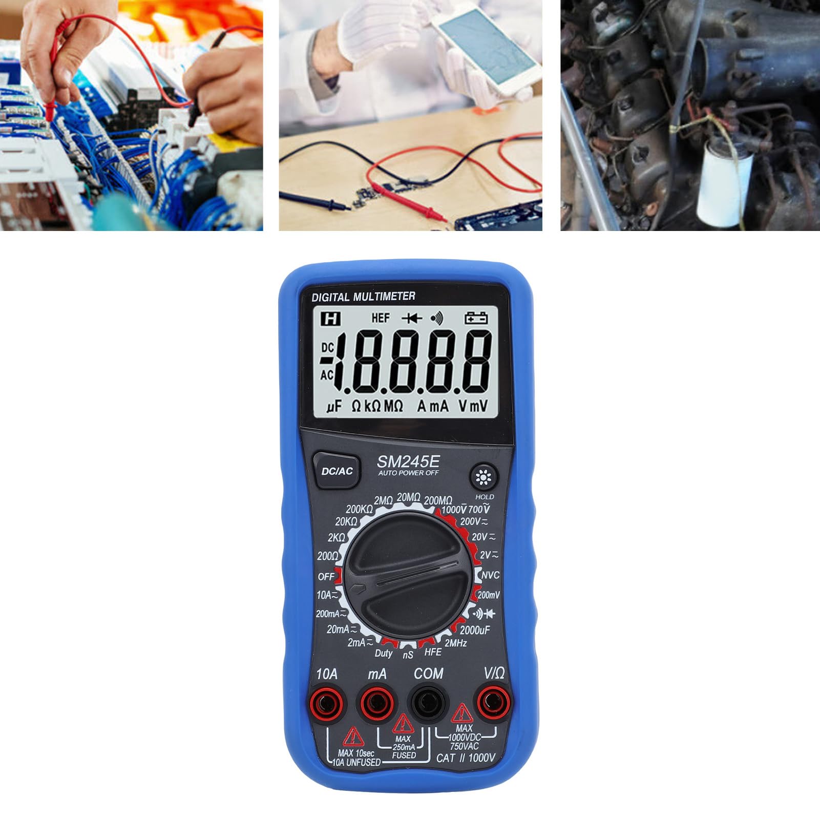 Marhynchus Multimetr Cyfrowy, Dokładny Podświetlany Ekran LCD Automatyczne Podświetlenie Wykrywanie NCV Napięcie AC DC Rezystor Prądowy Tester Pojemności z Zabezpieczeniem Przed