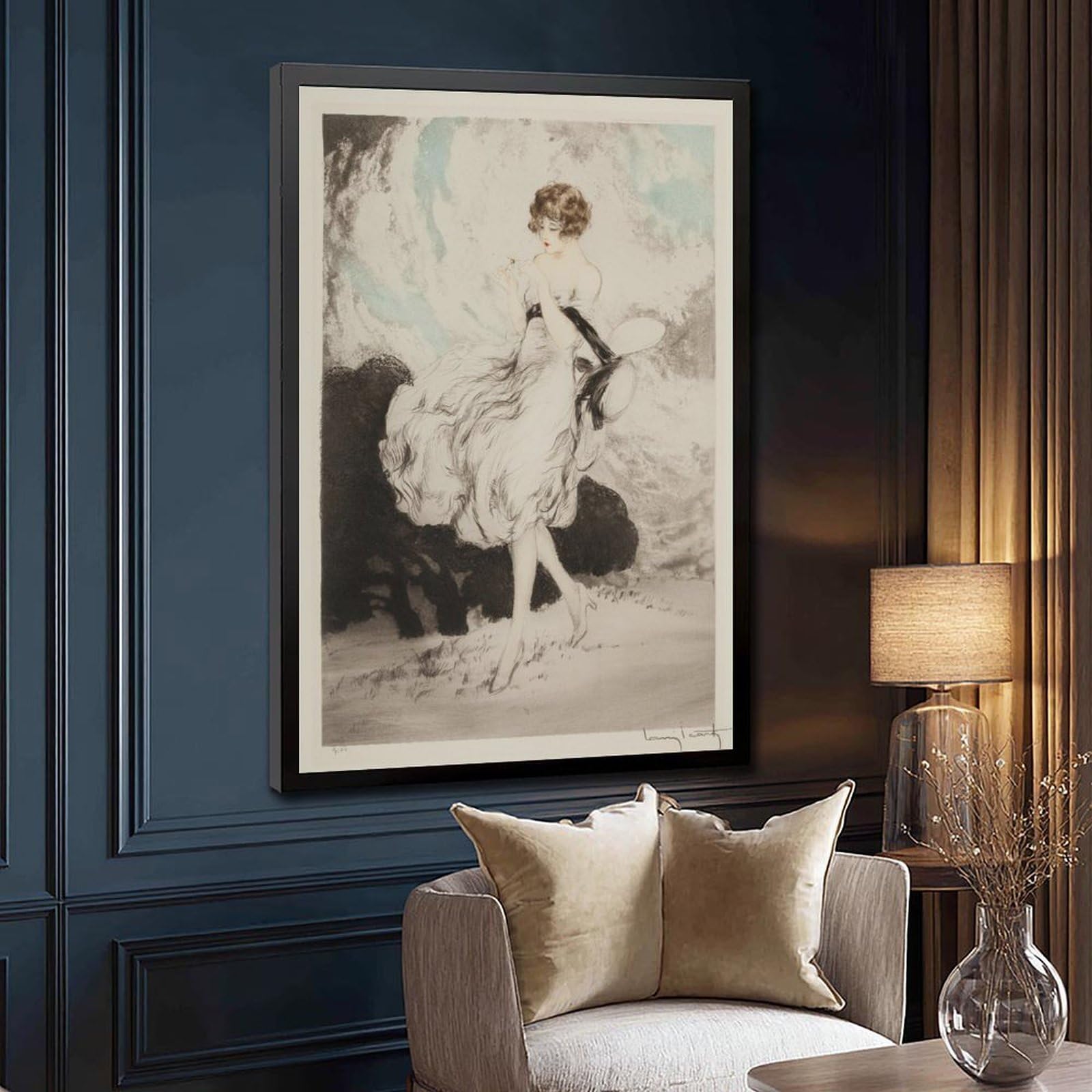 WCYB Lillies by Louis Icart – Vintage Art Deco wytrawianie nadruk, romantyczna moda ilustracja ścienna - Etsy Tajwan (a8b58862) wydruki plakaty płótno deco farba