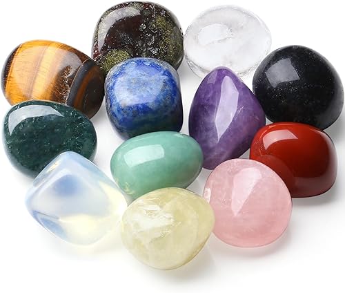 MAIBAOTA Chakra Crystals Bulk Tumbled Crystals Polished Stones Natural Gemstones Decorative Stones for Vase Reiki Witch Quartz Crstal Stones 12 Pcs